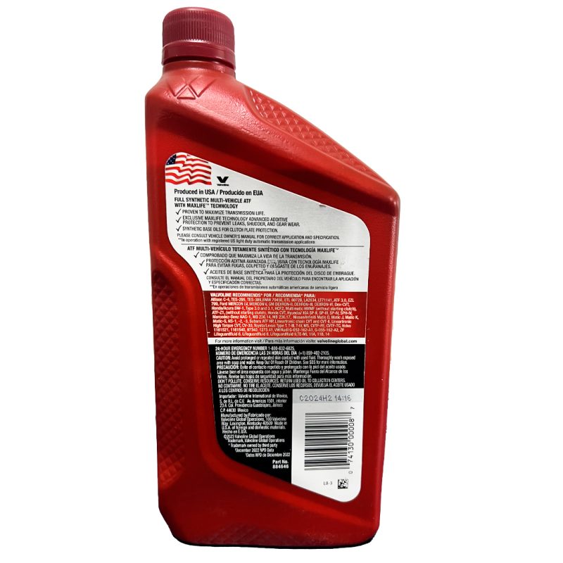 Aceite Transmision Atf Valvoline Lv Maxlife 946 Ml - Imagen 2