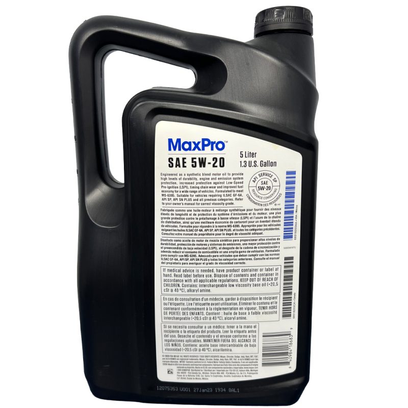 Aceite Para Motor Mopar Sintético 5w-20 X 5l - Imagen 2